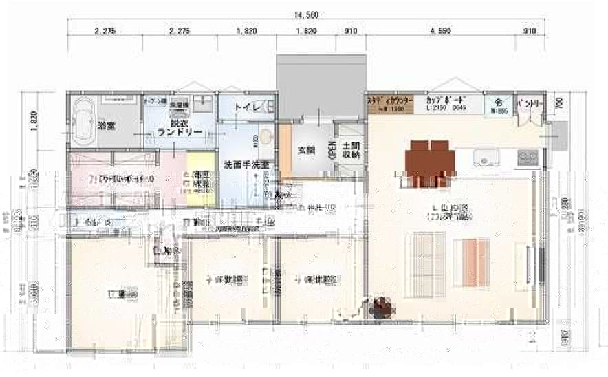 平屋のメリットを最大限に生かしたＬＤＫ大空間の家